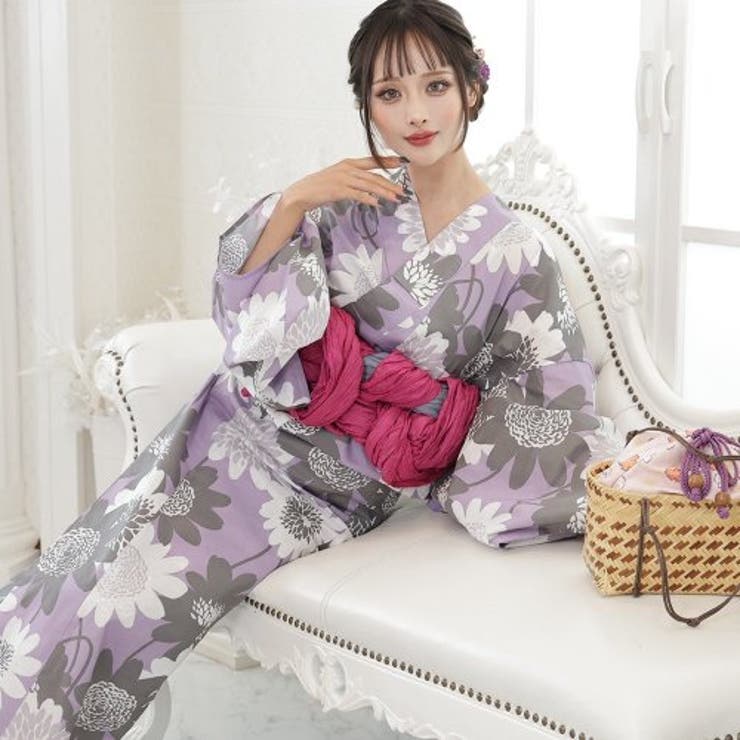 太陽のように咲いた雛菊かすみモノトーン浴衣3点セット(YUKATA) | GRAXIA | 詳細画像7 