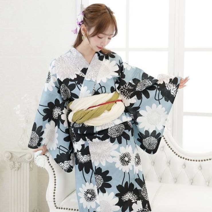太陽のように咲いた雛菊モノトーン浴衣3点セット(YUKATA) | GRAXIA | 詳細画像11 