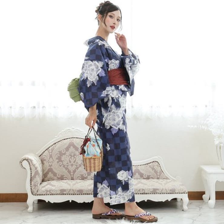 市松　格子模様　浴衣 浴衣(白・黒の市松柄)｜着物レンタルあき (来店着付け無料・全国