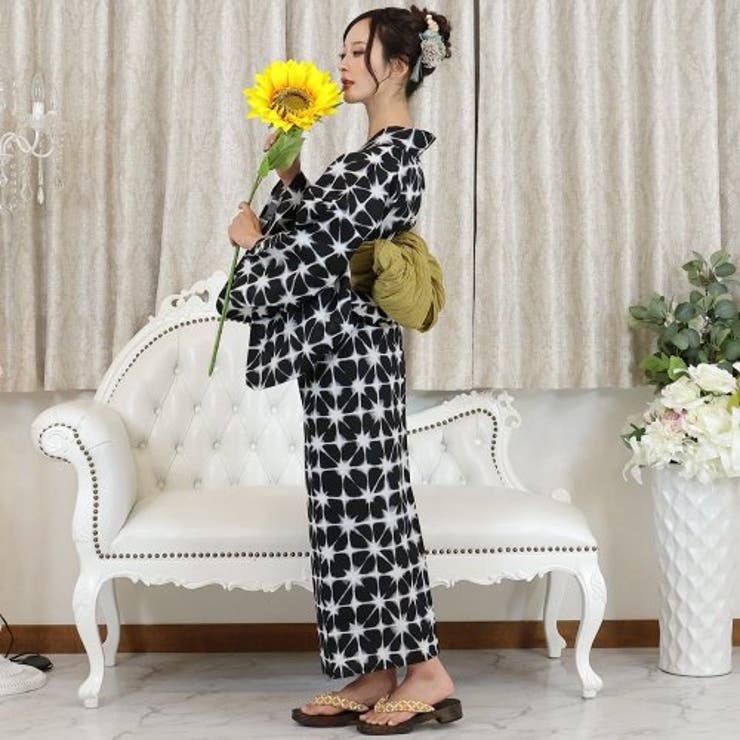 モノトーンカラーがクールに決まる絞り風柄浴衣3点セット(YUKATA) | GRAXIA | 詳細画像3 