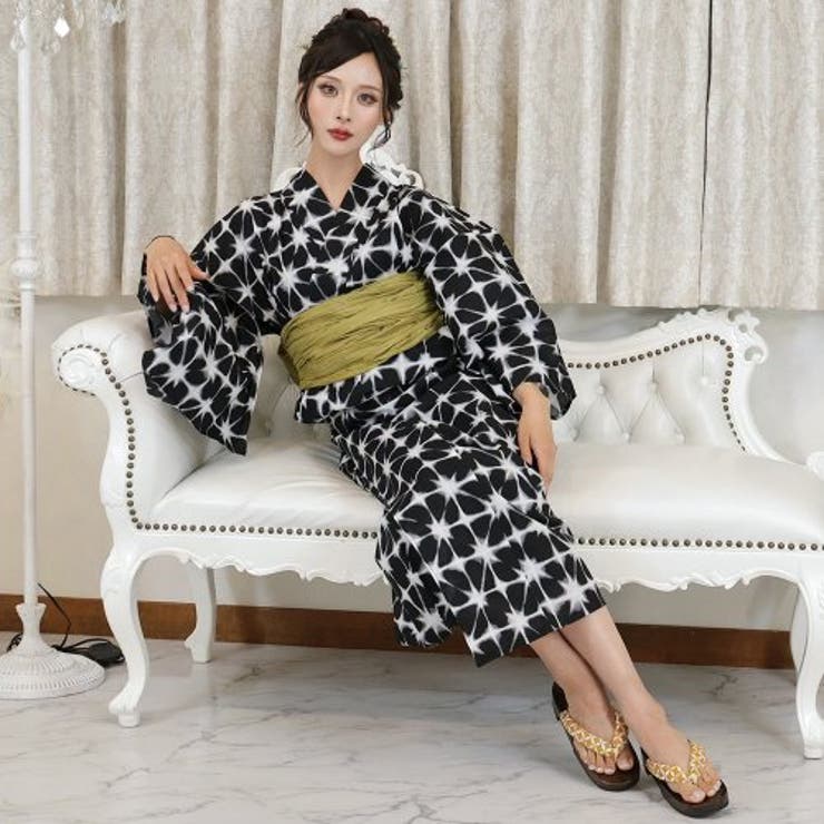 モノトーンカラーがクールに決まる絞り風柄浴衣3点セット(YUKATA) | GRAXIA | 詳細画像7 