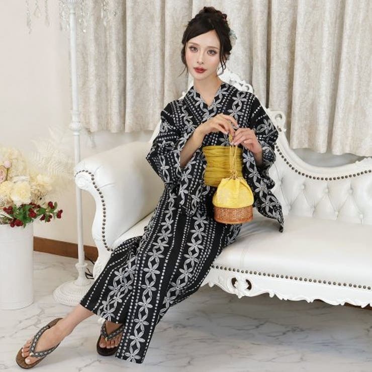 凛とした佇まいが引き立つ花柄ライン浴衣3点セット(YUKATA) | GRAXIA | 詳細画像8 