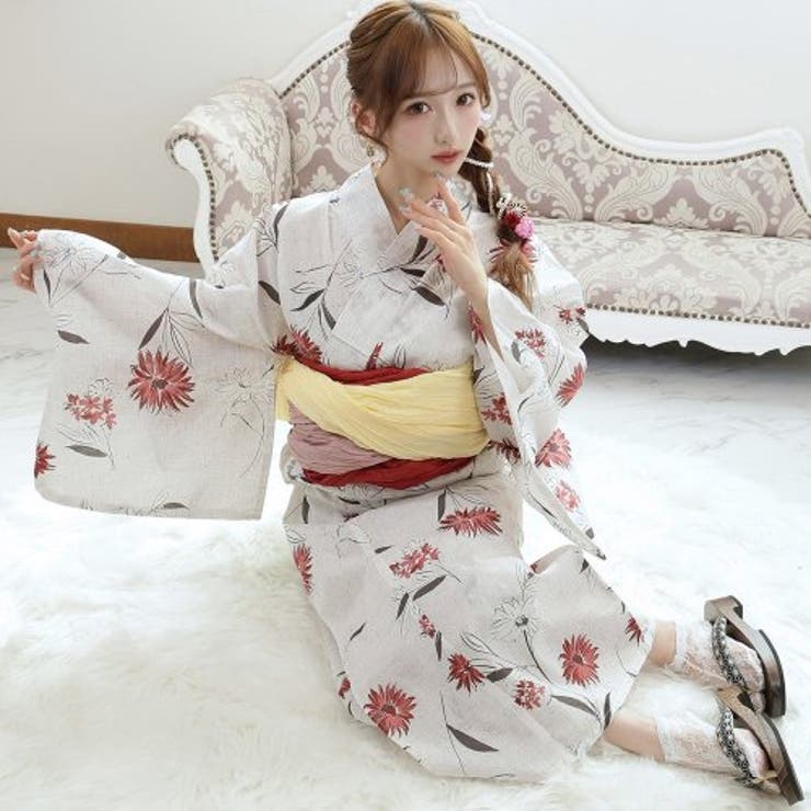 大和なでしこの純粋を纏う上品な撫子柄浴衣3点セット(YUKATA
