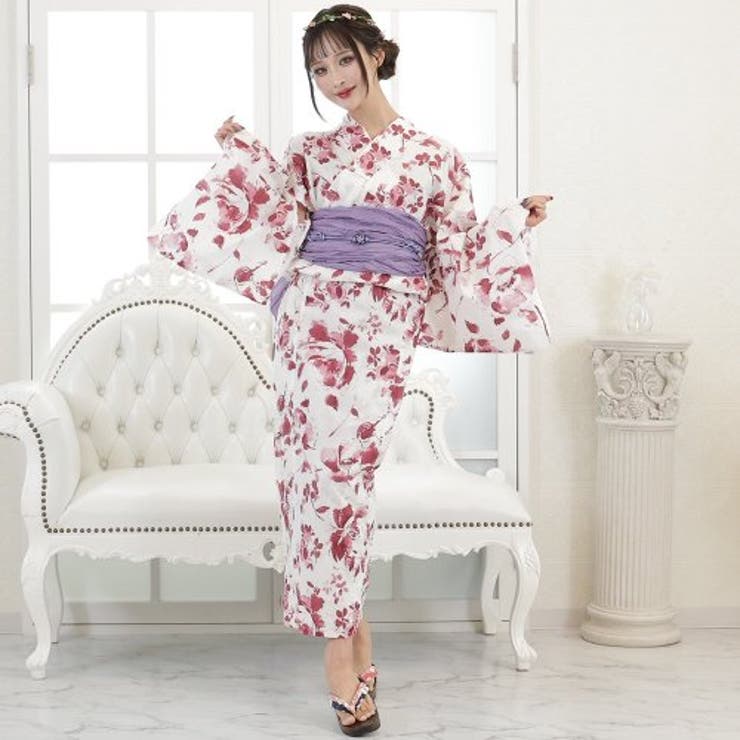 滲むような水彩画風の花が柔らかく咲いた浴衣3点セット(YUKATA) | GRAXIA | 詳細画像5 
