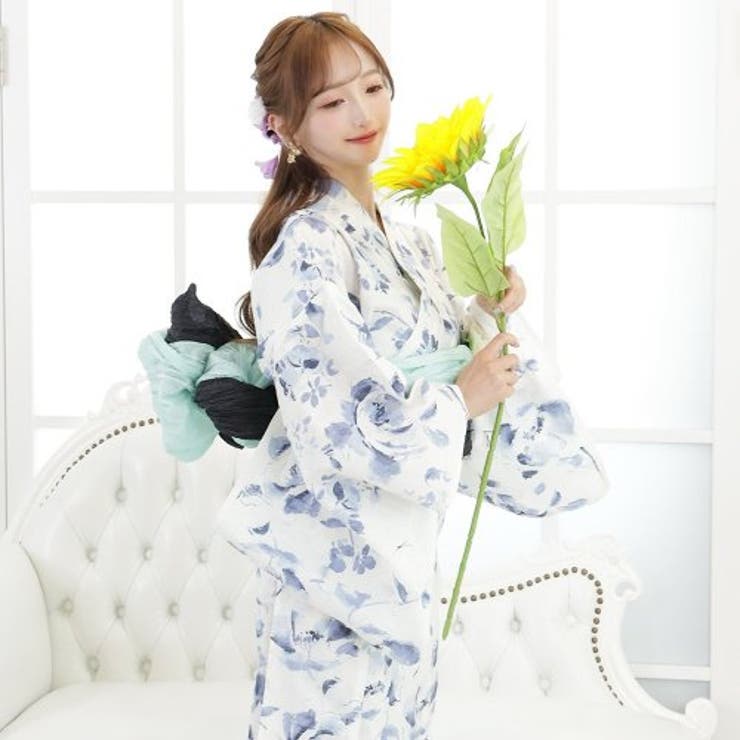 滲むような水彩画風の花が柔らかく咲いた浴衣3点セット(YUKATA) | GRAXIA | 詳細画像10 