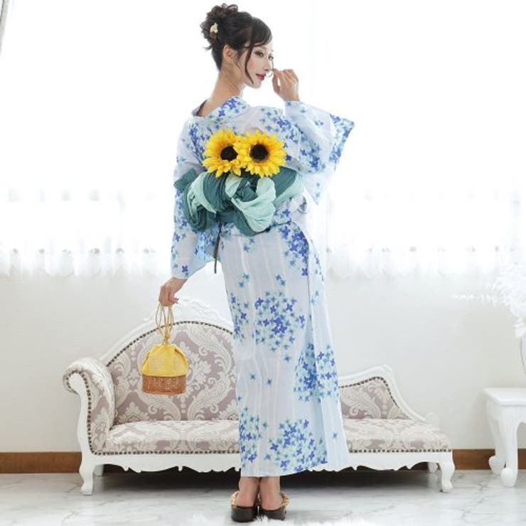 浴衣レンタル | 【IKS COLLECTION】白地に青紫陽花 | hataori