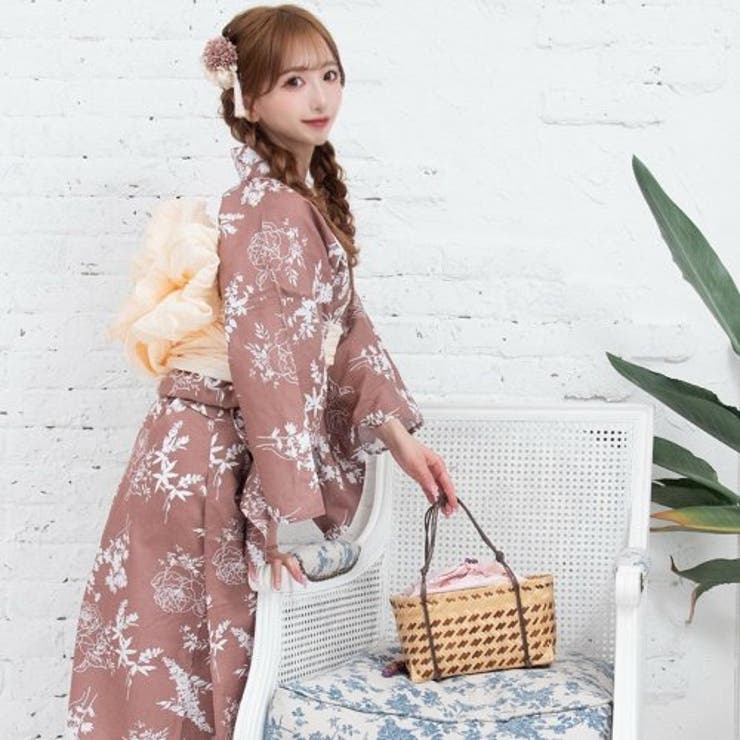 涼し気な流水に揺れるコスモス浴衣3点セット(YUKATA)[品番