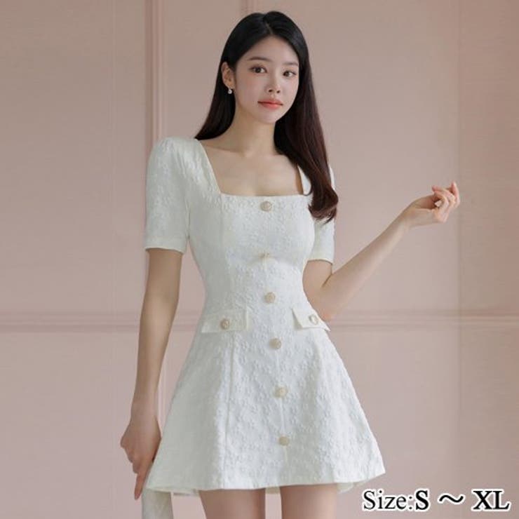 WEB完売 Club L お洒落なクロスバック 花柄 背中あき ミニワンピ スクエアネック花柄ミニワンピース(キャバドレス・CABARETDRESS