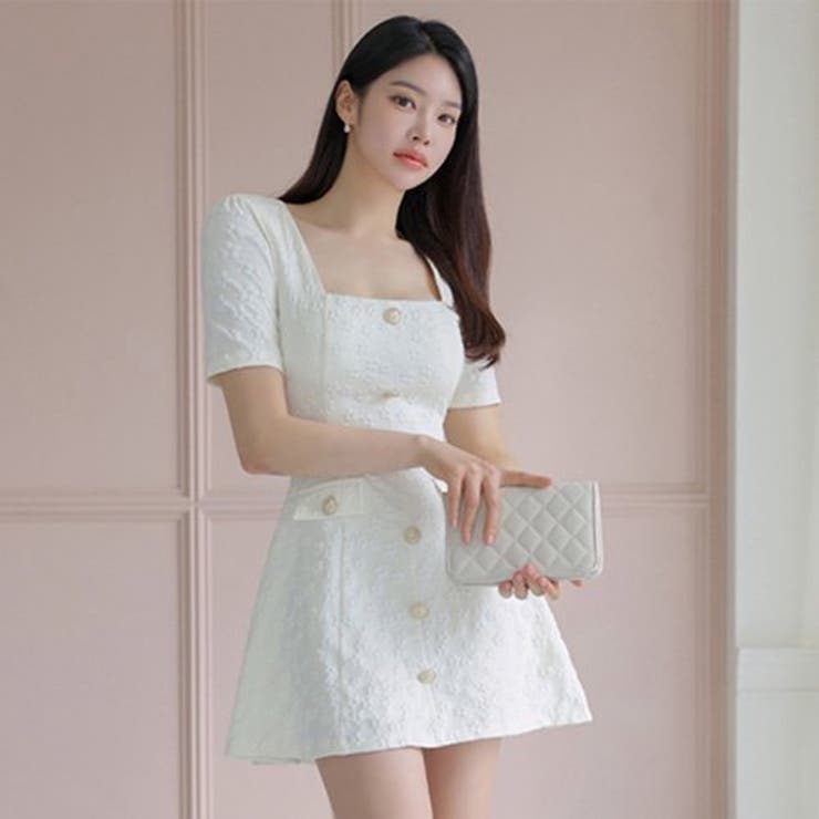 【通販 人気】 スクエアネック花柄ミニワンピース(キャバドレス・CABARETDRESS ワンピース