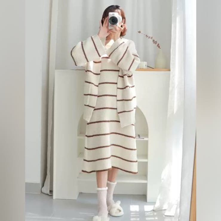 ざっくりカーデがレディライクなボーダーキャミワンピルームウェア(ROOMWEAR… | GRAXIA | 詳細画像11 