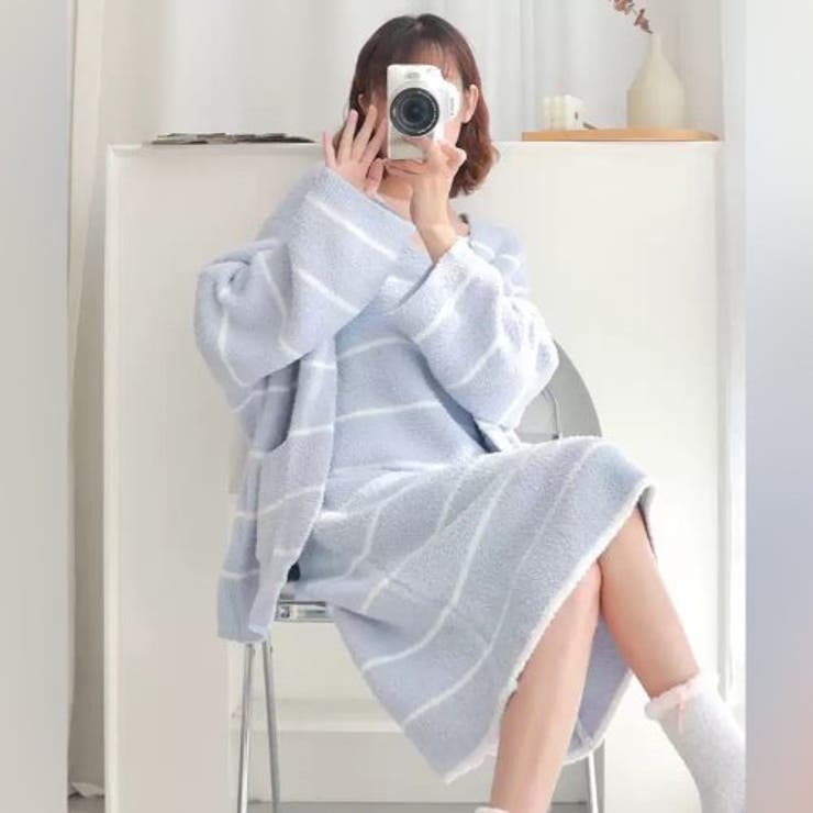 ざっくりカーデがレディライクなボーダーキャミワンピルームウェア(ROOMWEAR… | GRAXIA | 詳細画像7 