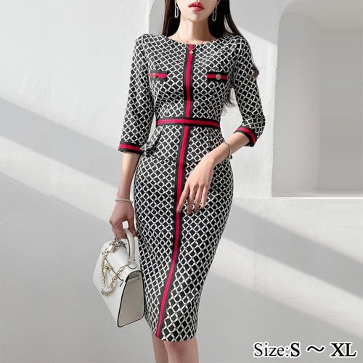 アクセントラインペプラム五分袖ワンピース(キャバドレス CABARETDRESS… | GRAXIA | 詳細画像1 