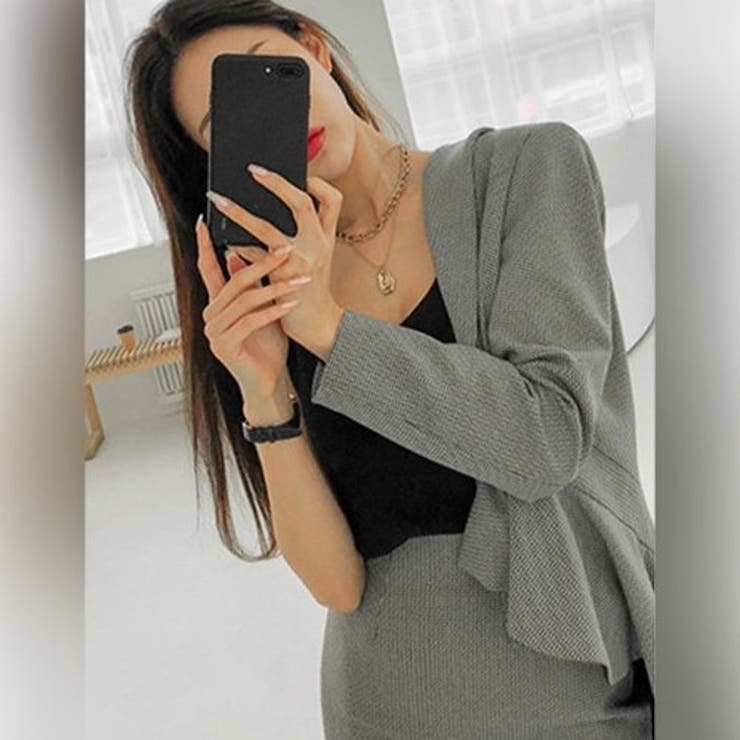 千鳥格子ペプラムジャケットとタイトスカートのセットアップドレス(キャバドレス C… | GRAXIA | 詳細画像8 