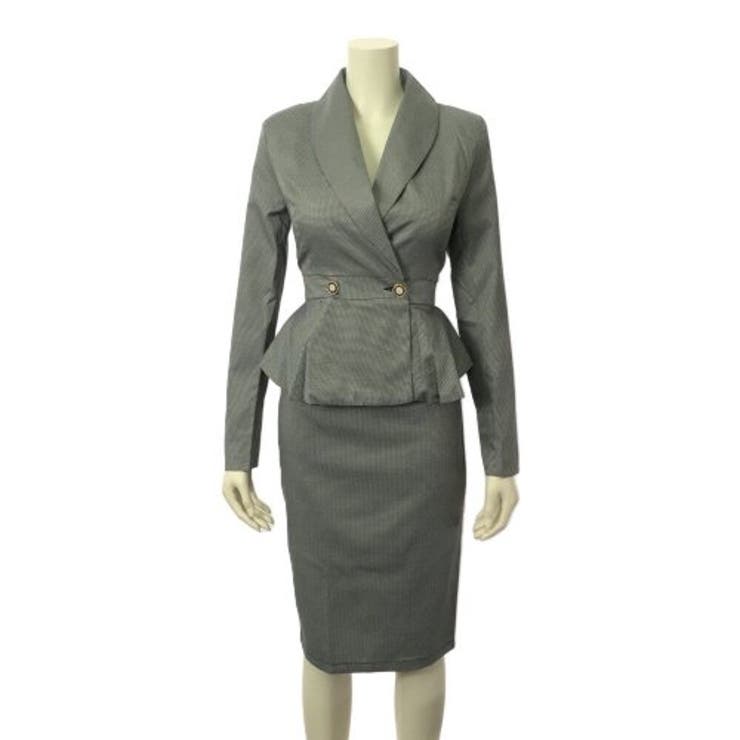 千鳥格子ペプラムジャケットとタイトスカートのセットアップドレス(キャバドレス C… | GRAXIA | 詳細画像9 