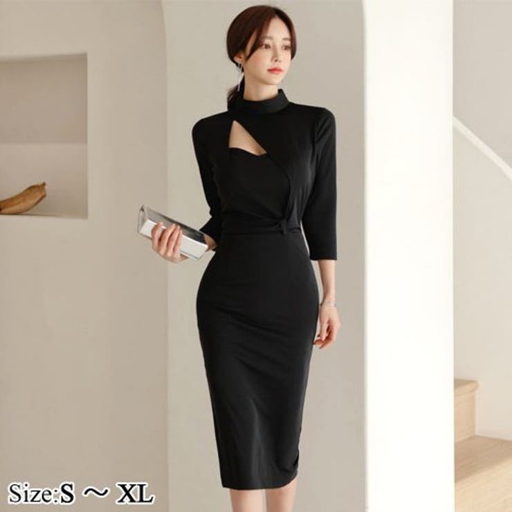 オフネックハイウエスト七分袖ワンピース(キャバドレス CABARETDRESS) | GRAXIA | 詳細画像1 