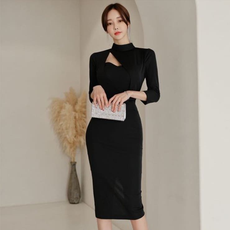 オフネックハイウエスト七分袖ワンピース(キャバドレス CABARETDRESS) | GRAXIA | 詳細画像2 