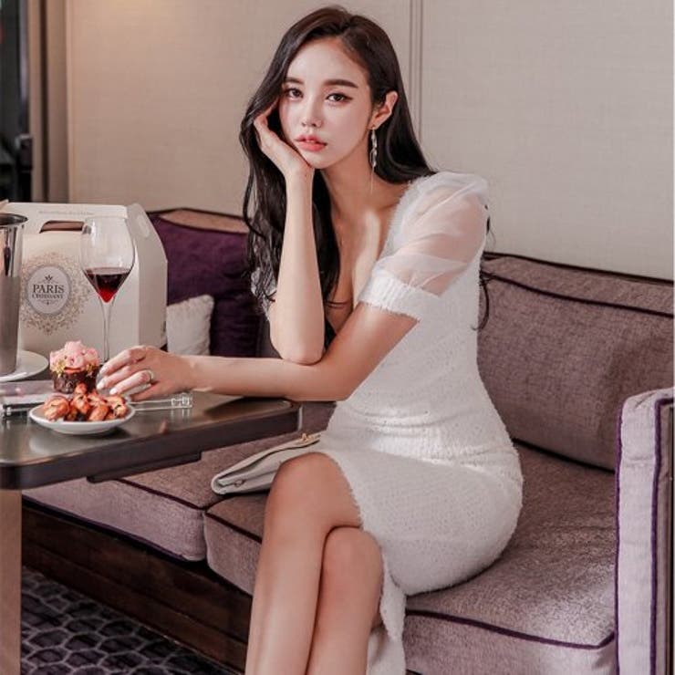 シャギーニットチュール半袖ワンピース(キャバドレス・CABARETDRESS) | GRAXIA | 詳細画像8 