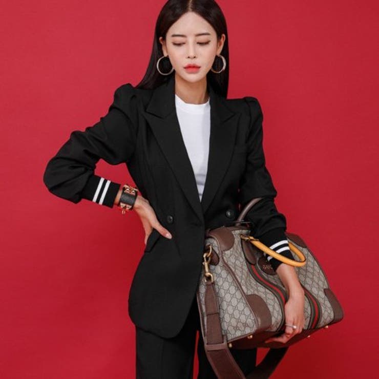 バイカラー袖リブテーラードジャケット＆テーパードパンツセットアップ | GRAXIA | 詳細画像8 