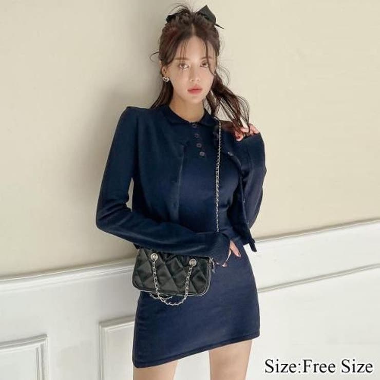 カーデ付きノースリーブポロニットセットアップ(キャバドレス CABARETDRE… | GRAXIA | 詳細画像1 