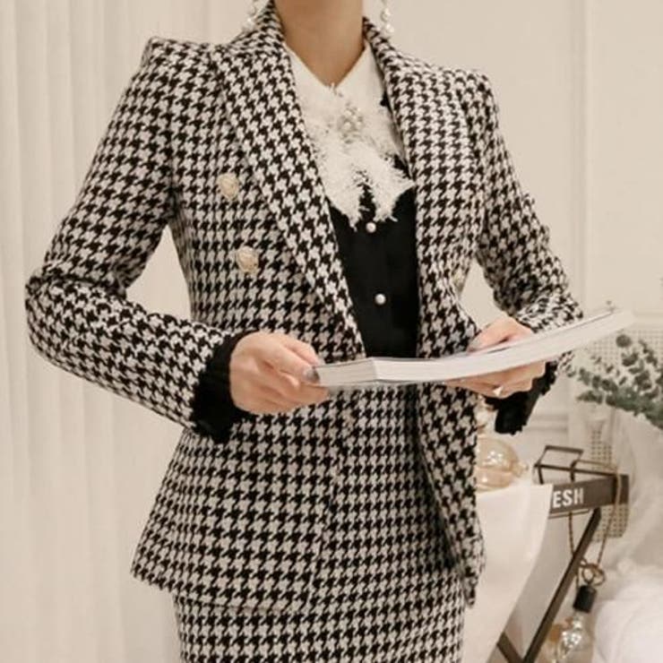 美ライン千鳥格子ダブルボタンジャケットセットアップ | GRAXIA | 詳細画像4 