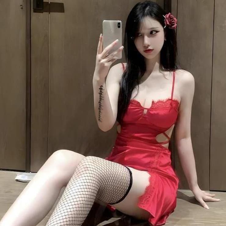 鮮やかな赤いレースが大人の色気たっぷり漂うベビードール(セクシーランジェリー)  | GRAXIA | 詳細画像9 