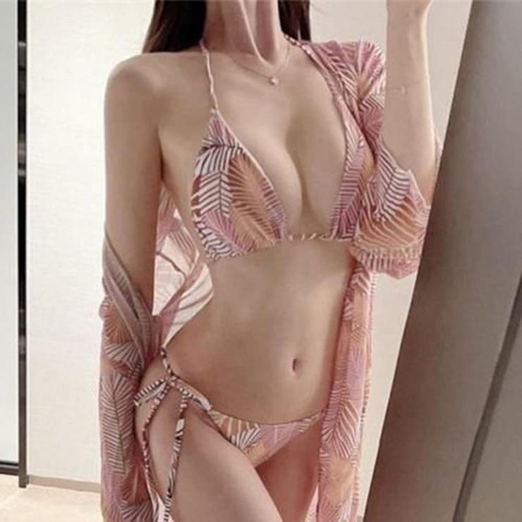 ガウン付きリーフ柄ビキニ3点セット(水着・ビーチウェア) | GRAXIA | 詳細画像10 