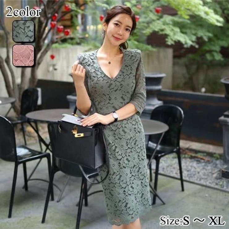 花柄総レースVネックワンピース(キャバドレス・CABARETDRESS) | GRAXIA | 詳細画像1 