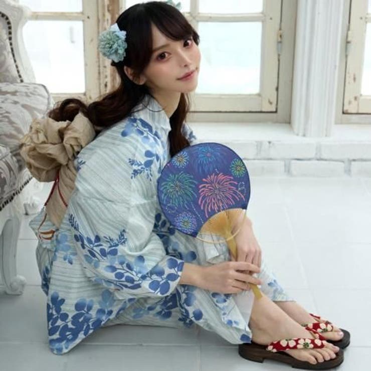 みずあさぎに金色トンボの浴衣3点セット(YUKATA) みずあさぎに金色トンボの浴衣3点セット(YUKATA)[品番：GXAW0004118