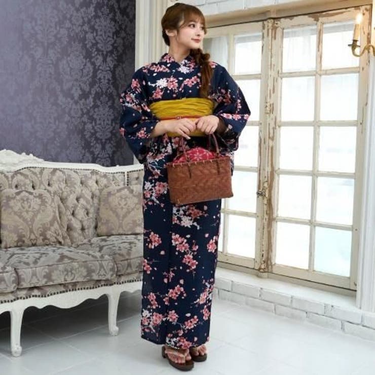 濃紺に可憐な桜の花びらが舞い散る浴衣3点セット(YUKATA) | GRAXIA | 詳細画像2 