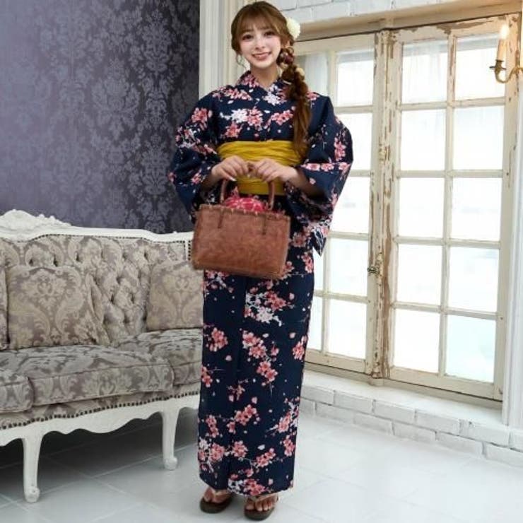 濃紺に可憐な桜の花びらが舞い散る浴衣3点セット(YUKATA) | GRAXIA | 詳細画像6 