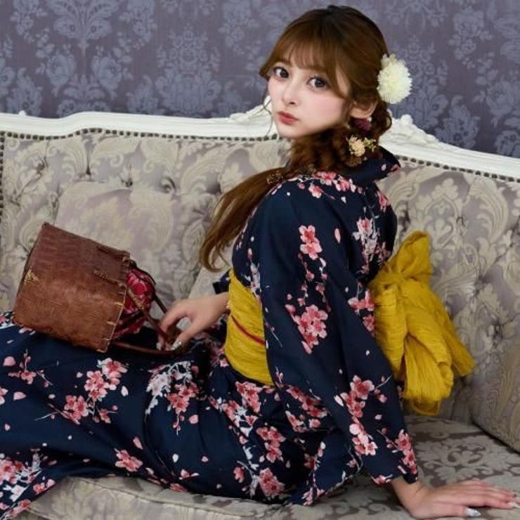 濃紺に可憐な桜の花びらが舞い散る浴衣3点セット(YUKATA) | GRAXIA | 詳細画像9 