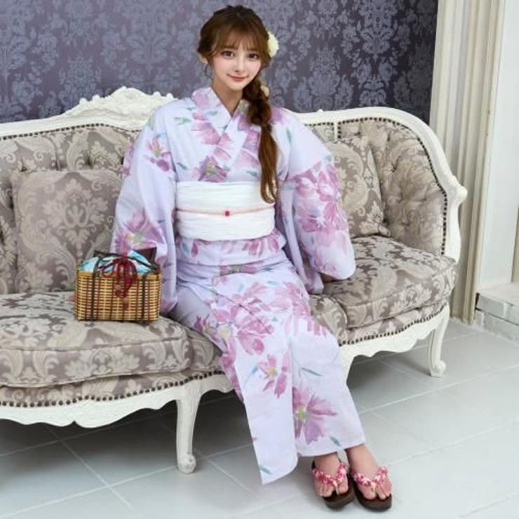 淡い紫に大柄なピンクの花が群れ咲く浴衣3点セット(YUKATA) | GRAXIA | 詳細画像7 