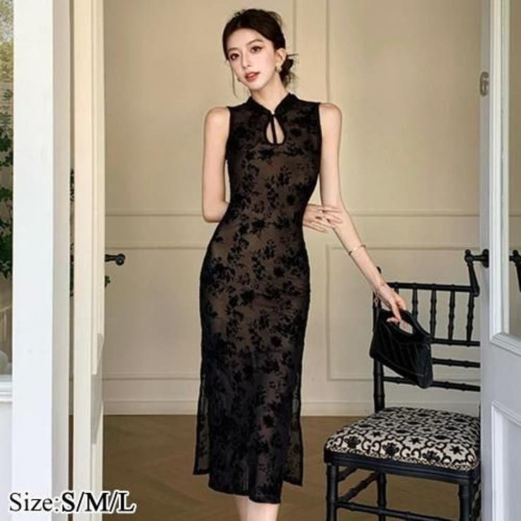 パット入りシースルーレースチャイナドレス風ワンピース(キャバドレス CABARE… | GRAXIA | 詳細画像1 