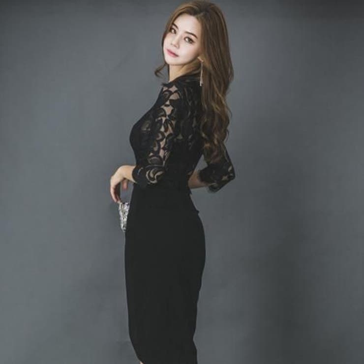 レース切り替えアシンメトリーブラックワンピース(キャバドレス CABARETDR… | GRAXIA | 詳細画像12 