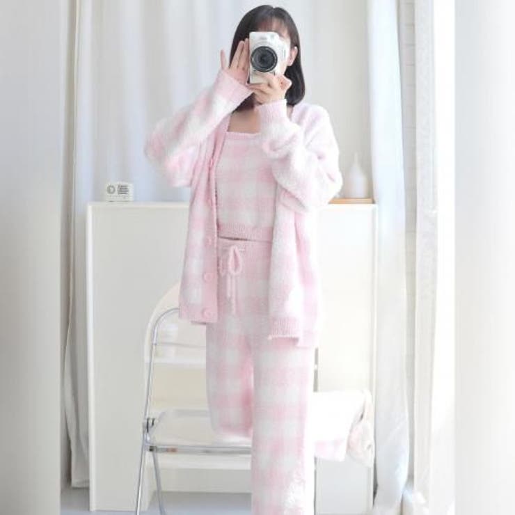 ふんわり愛らしいパステルチェック柄カーディガン＆キャミソールルームウェア | GRAXIA | 詳細画像2 