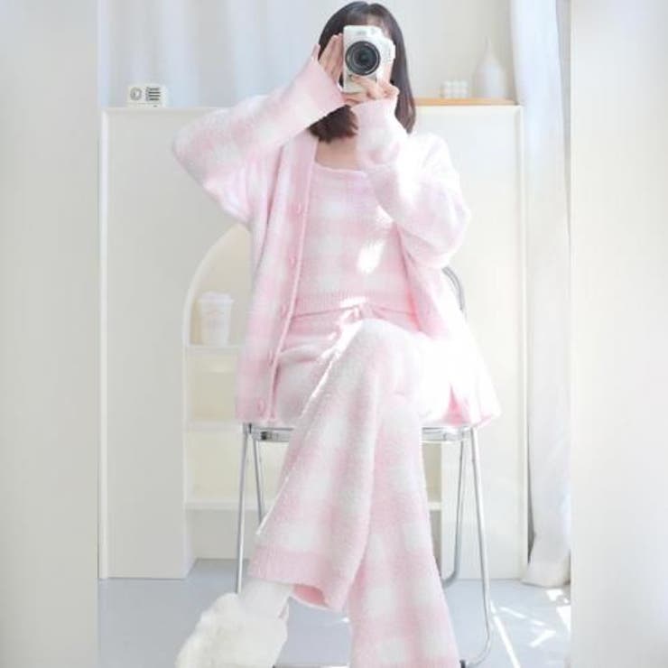 ふんわり愛らしいパステルチェック柄カーディガン＆キャミソールルームウェア | GRAXIA | 詳細画像11 