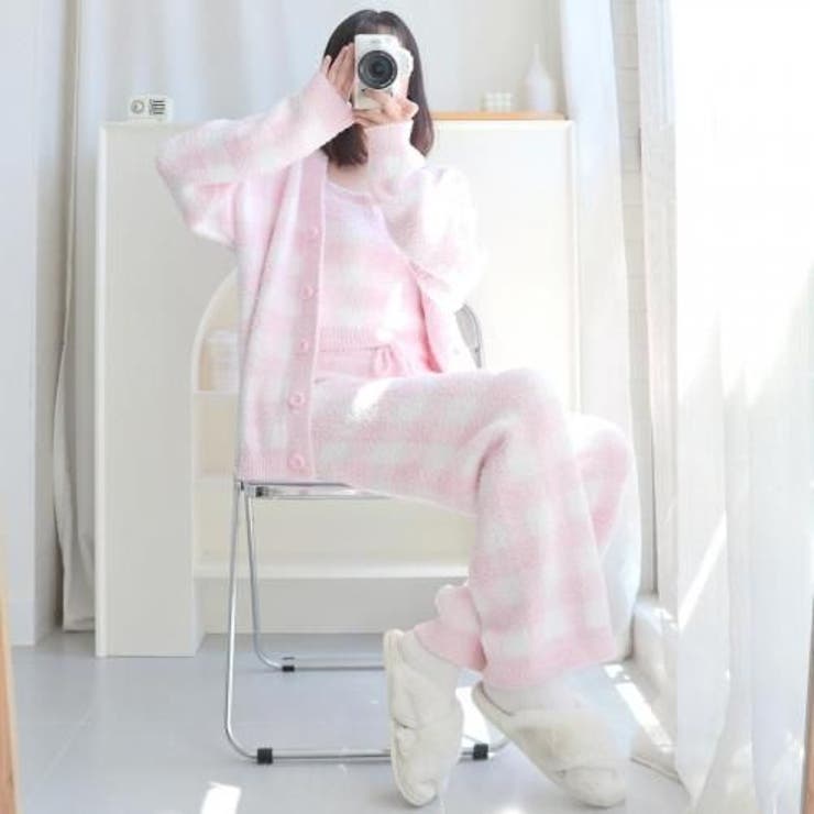 ふんわり愛らしいパステルチェック柄カーディガン＆キャミソールルームウェア | GRAXIA | 詳細画像12 