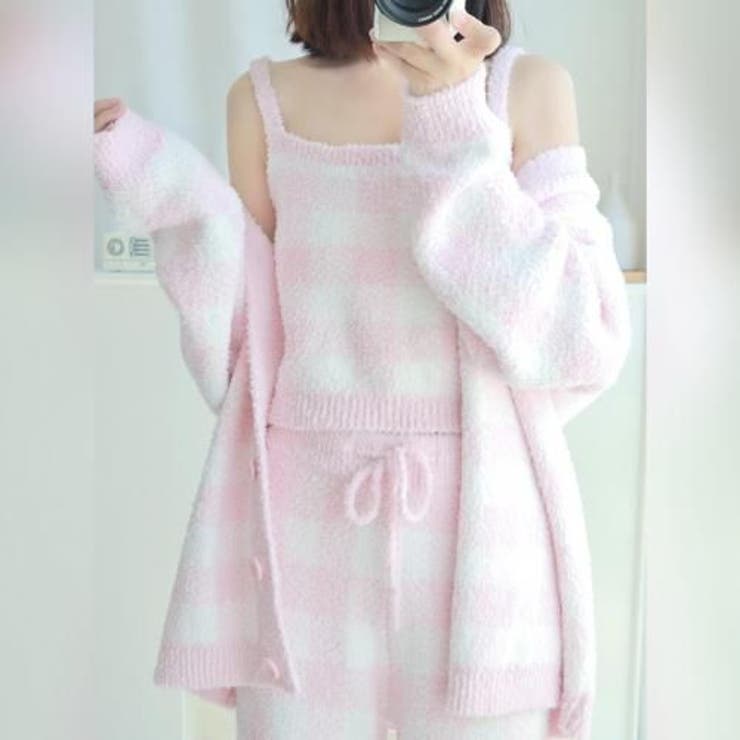 ふんわり愛らしいパステルチェック柄カーディガン＆キャミソールルームウェア | GRAXIA | 詳細画像4 