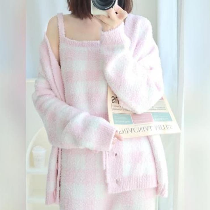 ふんわり愛らしいパステルチェック柄カーディガン＆キャミソールルームウェア | GRAXIA | 詳細画像5 