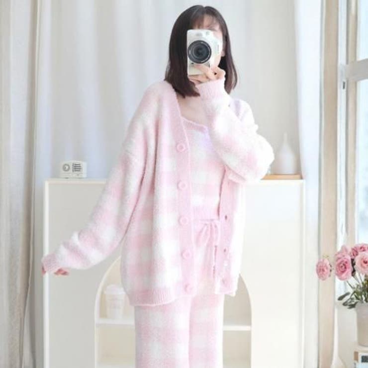 ふんわり愛らしいパステルチェック柄カーディガン＆キャミソールルームウェア | GRAXIA | 詳細画像7 