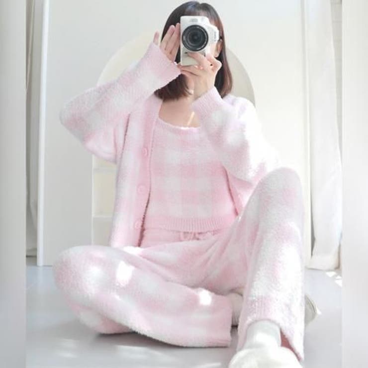 ふんわり愛らしいパステルチェック柄カーディガン＆キャミソールルームウェア | GRAXIA | 詳細画像9 