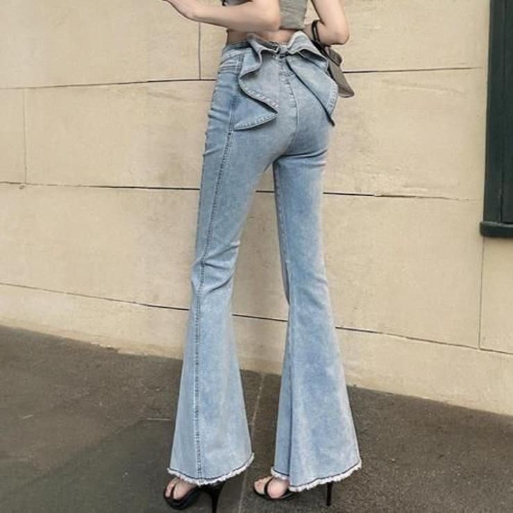 美脚×トレンド満載3Dリボン付きハイウエストマーメイドフレアデニム(PANTS) | GRAXIA | 詳細画像13 