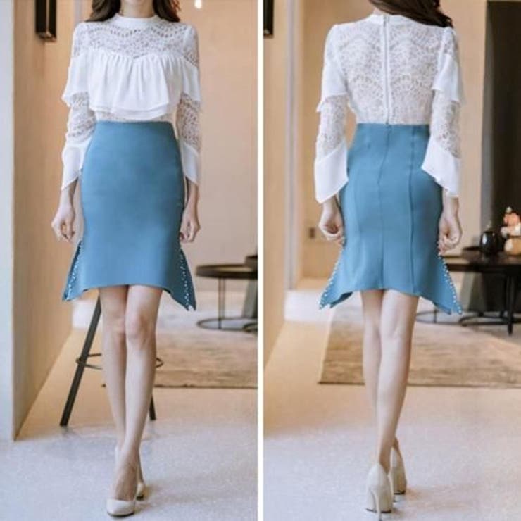 美麗レースベルスリーブトップス＆パールタイトスカートセットアップ(キャバドレス … | GRAXIA | 詳細画像11 