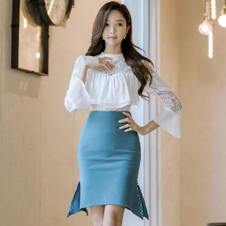 美麗レースベルスリーブトップス＆パールタイトスカートセットアップ(キャバドレス … | GRAXIA | 詳細画像8 