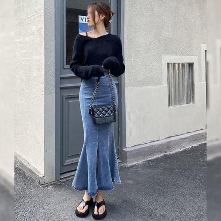 フロントスリットとマーメイドラインが美シルエットを叶えるストレッチデニムロングス… | GRAXIA | 詳細画像11 