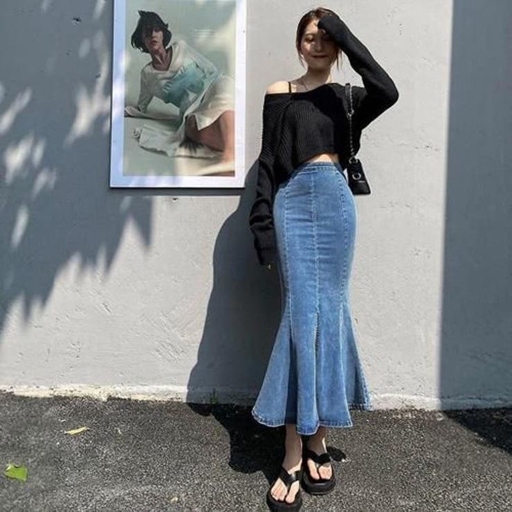 フロントスリットとマーメイドラインが美シルエットを叶えるストレッチデニムロングス… | GRAXIA | 詳細画像9 