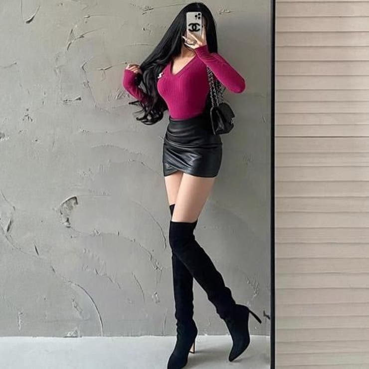 PUレザーの光沢で魅せる立体ドレープミニスカート(SKIRT) | GRAXIA | 詳細画像5 