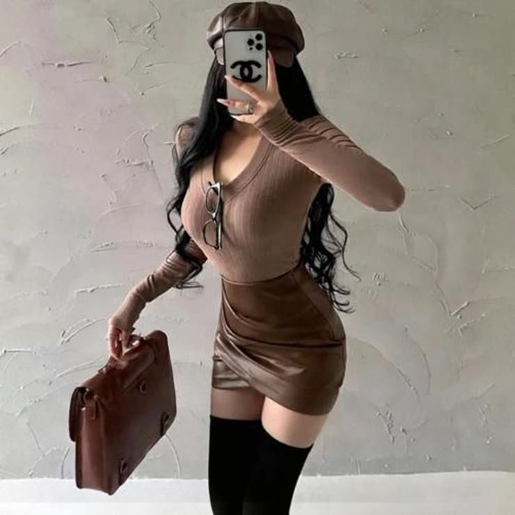 PUレザーの光沢で魅せる立体ドレープミニスカート(SKIRT) | GRAXIA | 詳細画像8 