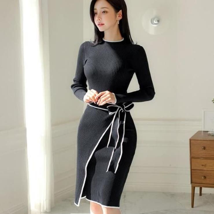 モノトーンで魅せるラップレイヤードニットワンピース(キャバドレス CABARET… | GRAXIA | 詳細画像4 