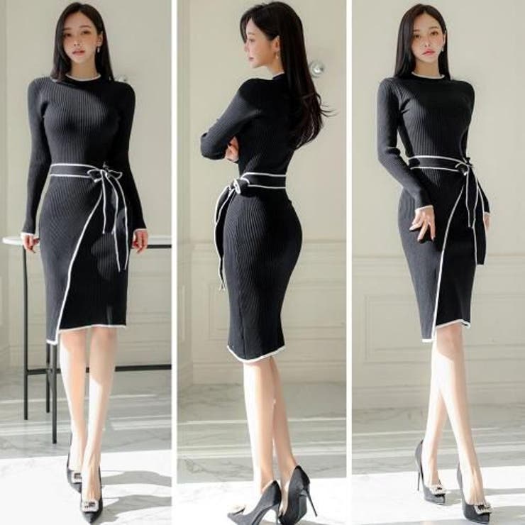 モノトーンで魅せるラップレイヤードニットワンピース(キャバドレス CABARET… | GRAXIA | 詳細画像8 